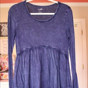 Dry Goods Blue Peplum Long Sleeve Top XS